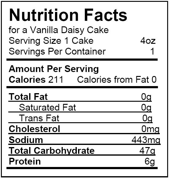 Vanilla Nutrition Label